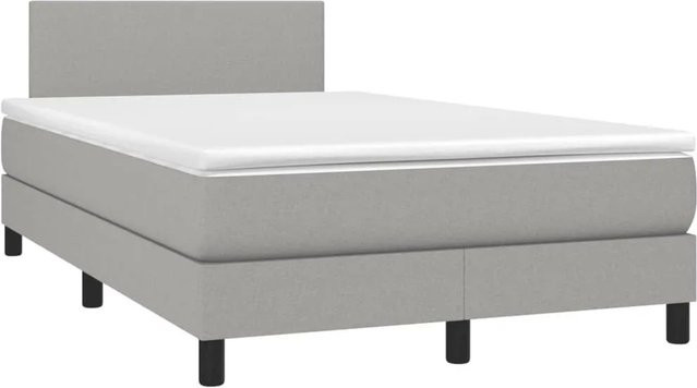 vidaXL Boxspringbett mit Matratze in Hellgrau, Hybridbett mit LED-Unterbettbeleuchtung und USB-Anschluss, B/T/H: 120 x 200 x 78 cm - Bild 1
