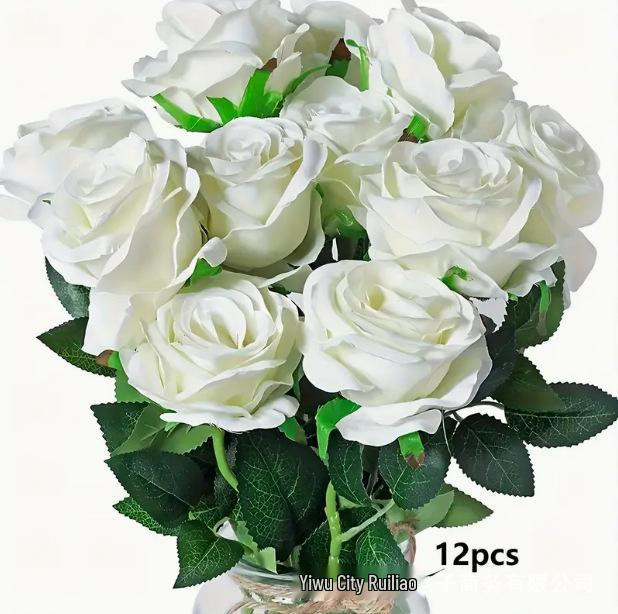Weiße Seidenrosen von Wish Today als künstliche Blumen für die Hochzeitsdekoration, den Valentinstag oder das Qixi-Fest - Bild 2