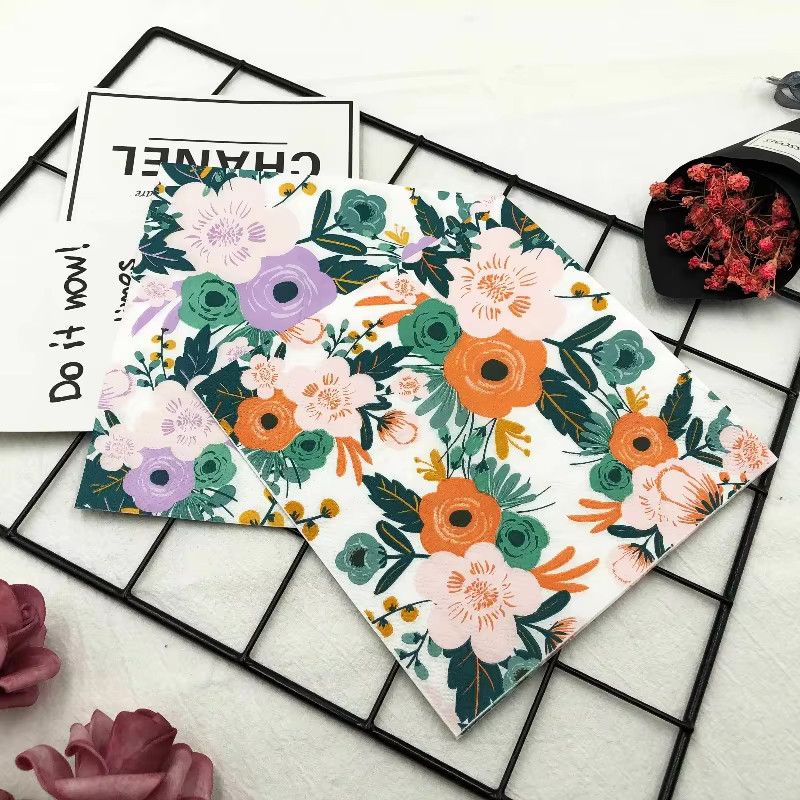 GUANYAO 2-lagige Servietten mit buntem Blumenmuster, 20 Stück pro Paket, Multicolor - Bild 3
