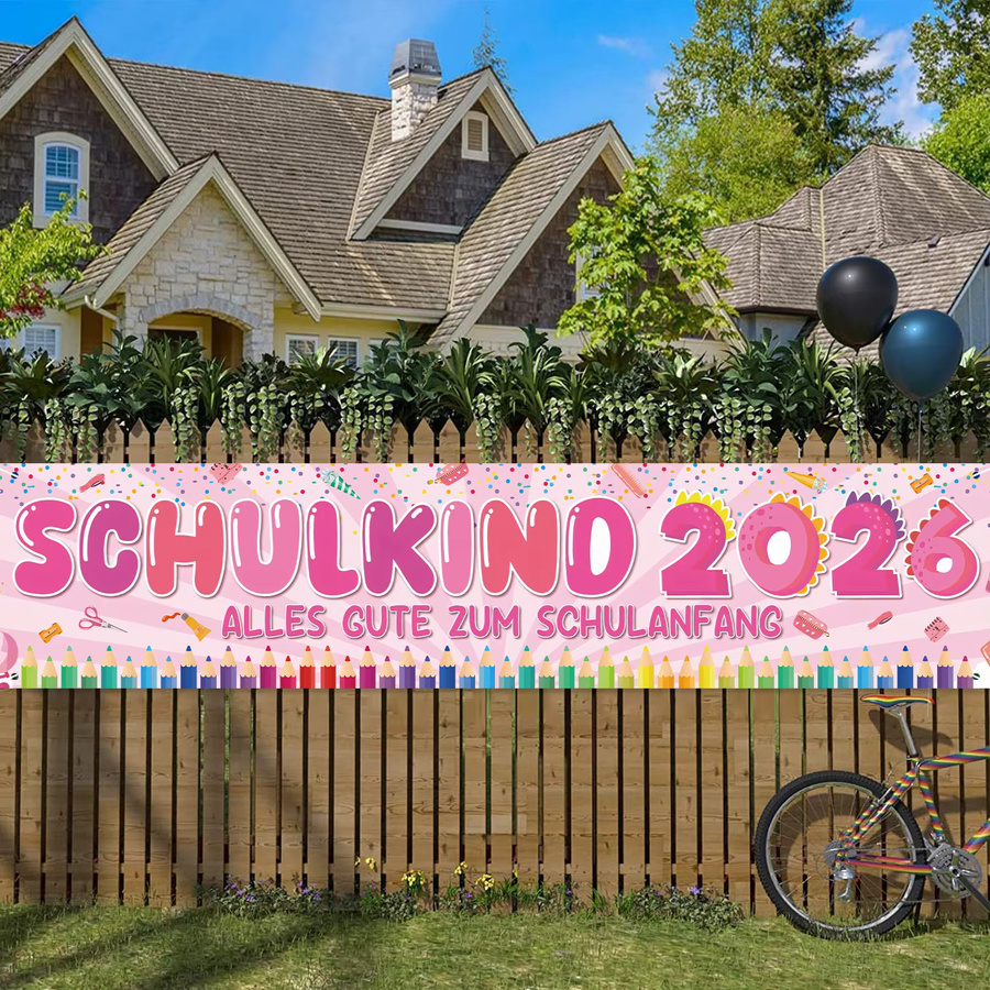 SCHULKING Zurück zur Schule Gartenzaun-Dekoration Banner in Pink und Mehrfarbig - Bild 2