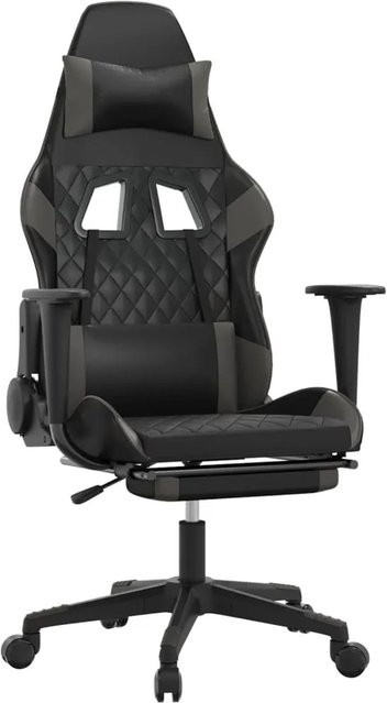 vidaXL Gaming-Stuhl Modell 4 in Schwarz & Grau aus Kunstleder mit Massagefunktion, Fußstütze und Kopfstütze - Bild 1