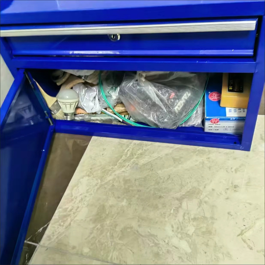 Abschließbarer Aufbewahrungsschrank von MOYU aus Metall mit Türen und Schubladen, Schwarz oder Blau, modern und glänzend für Büro, Home-Office oder Garage - Bild 1