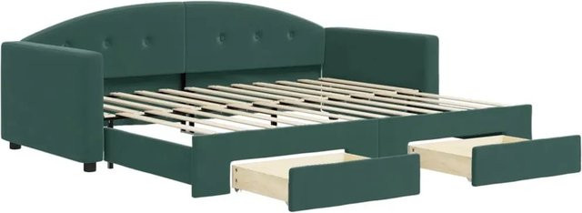 vidaXL Tagesbett aus Samt mit ausziehbaren Schubladen in Dunkelgrün, Breite: 80–90 cm, Länge: 190–200 cm - Bild 1