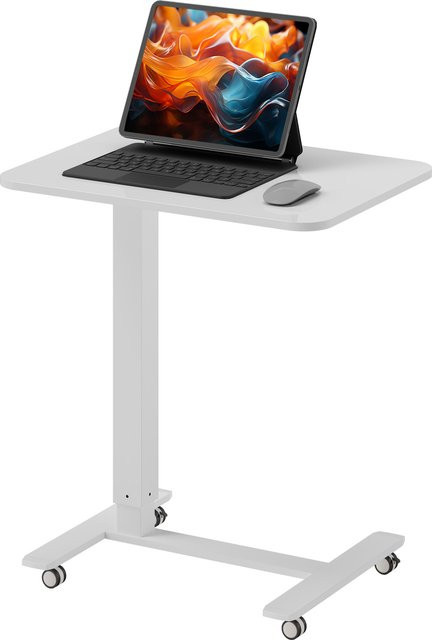 HOMCOM Höhenverstellbarer C-förmiger Schreibtisch mit Rollen, Platzsparender Laptoptisch und Stehpult in Weiß, B/T/H: 65 x 48 x 70-110 cm - Bild 1