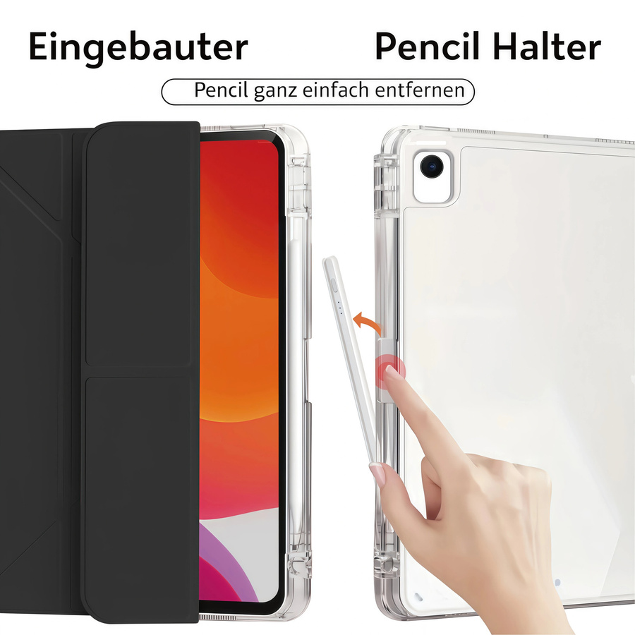 QIJUN Faltbare Tablet-Hülle für iPad 10,2 Zoll (7., 8. und 9. Generation), Transparent mit Pink, Magnetischer Ständer und Acryl-Rückseite - Bild 5