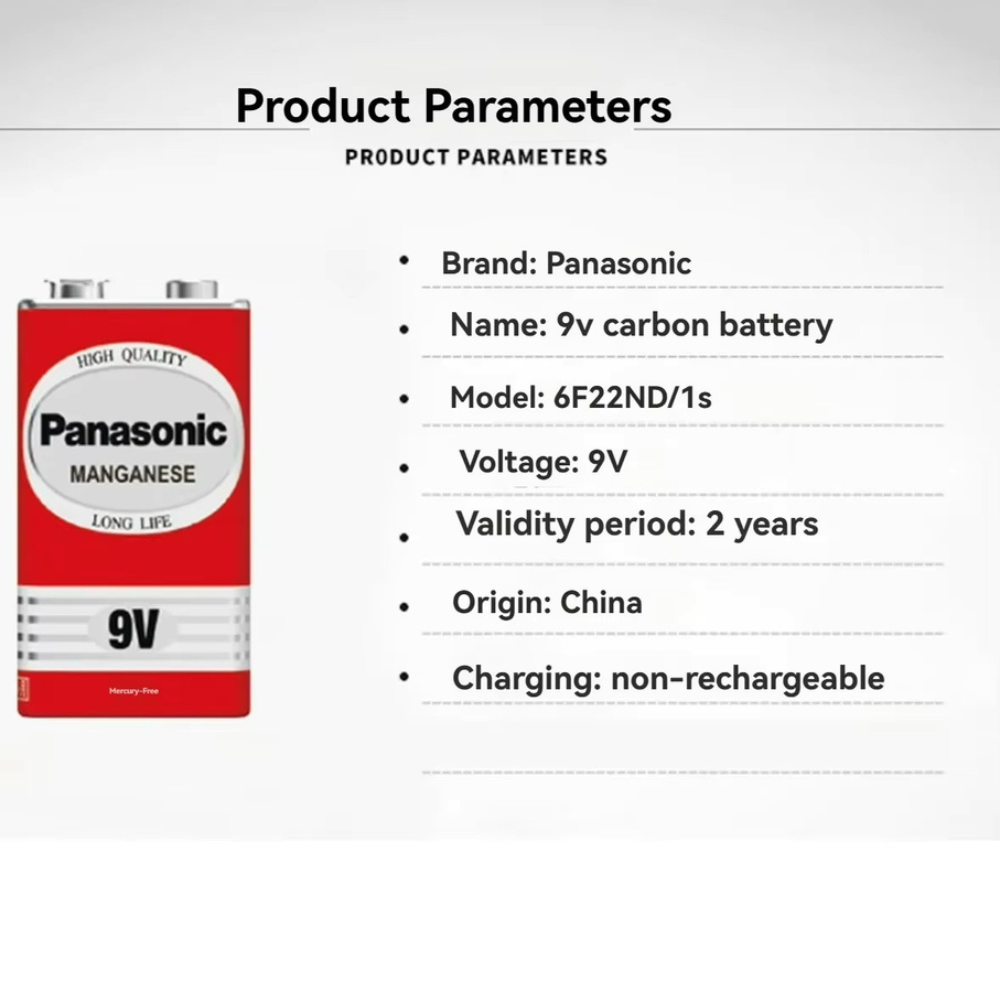 Panasonic 9V Mangan-Batterien 6F22ND in Rot - Bild 3