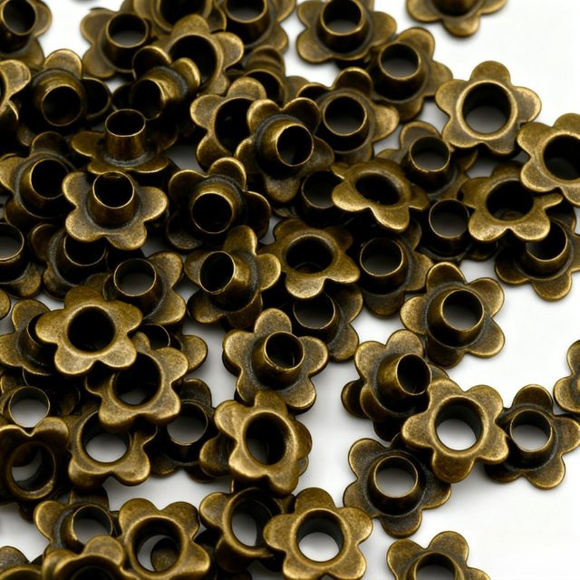 130er-Set Bronze-Metall-Ösen mit Blumenloch für handgefertigte Sammelalben und künstlerische Bastelarbeiten - Bild 1