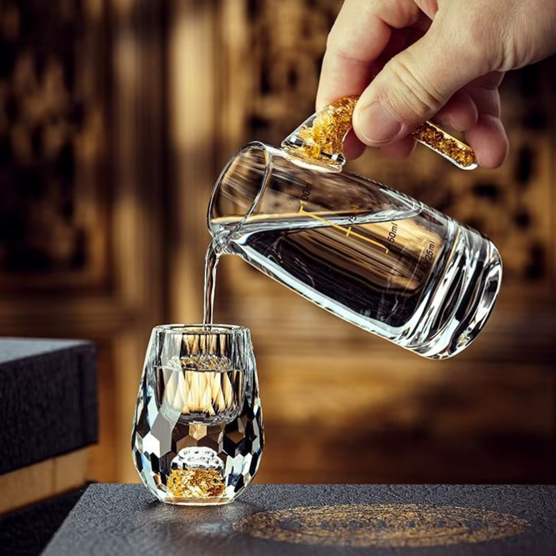 JETTING Luxus Kristall Shot Glass mit Doppelboden und Goldfolie, Transparent, 10 ml - Bild 3