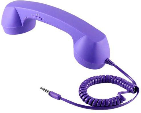 Xuge Retro Telefonhörer Universal Handy und Smartphone Empfänger mit Mikrofon und Lautsprecher in Violett mit USB-C und 3,5mm Klinkenanschluss - Bild 1