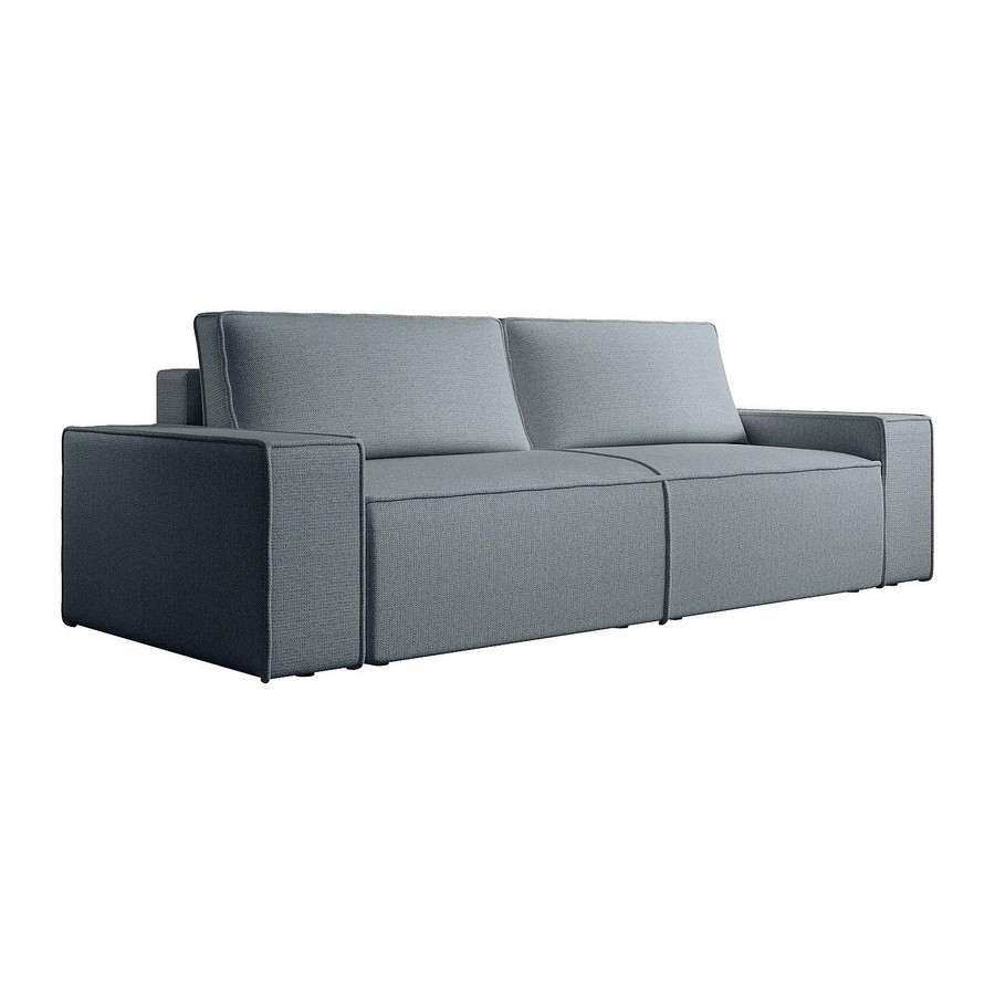 Vente-unique Schlafsofa Amelia in Blau mit Strukturstoff und Armlehnen, Breite: 257 cm - Bild 2