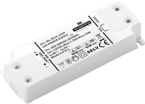 Dehner Elektronik SE 15-12VF LED-Trafo Konstantspannung 15W 1.25A 12V DC in Weiß - Bild 1