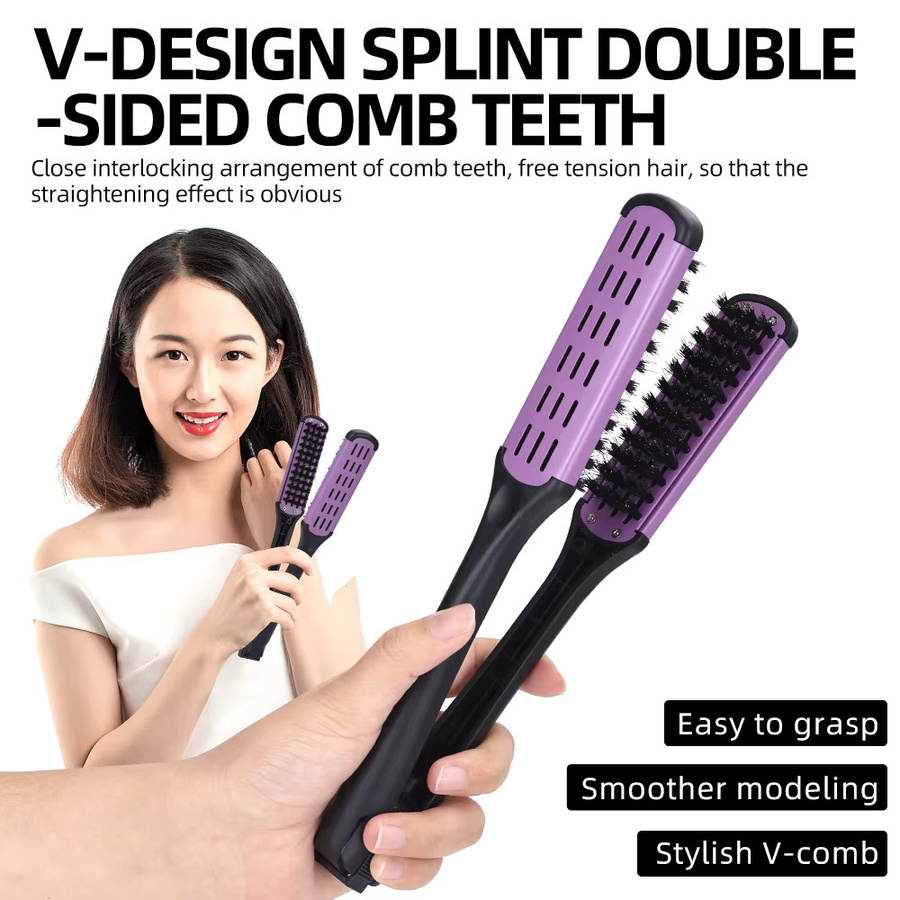 V-förmiger Haarglättungskamm, antistatisches Styling-Werkzeug, Unisex - Bild 5