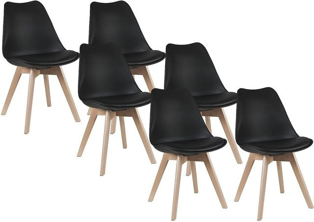 Vente-unique Stuhl Jody Schwarz im Skandinavischen Design mit Kunstleder und Buchenholz - Bild 1