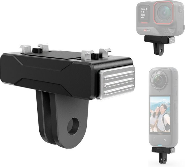 Magnetische Adapterhalterung für Insta360 X5, Ace Pro und Ace Pro 2 in Schwarz mit Anti-Rutsch-Pad und werkzeugloser Installation - Bild 1