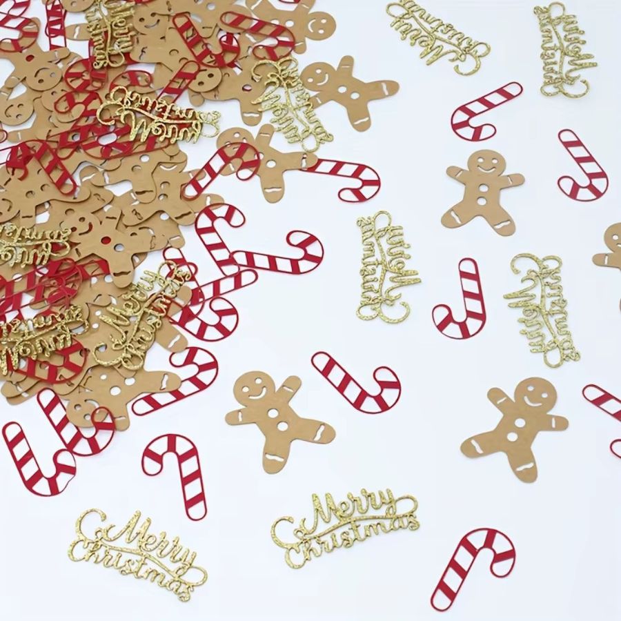 WakaParty 100er Set Glitter Lebkuchen Tischkonfetti für Weihnachten in Multicolor - Bild 3