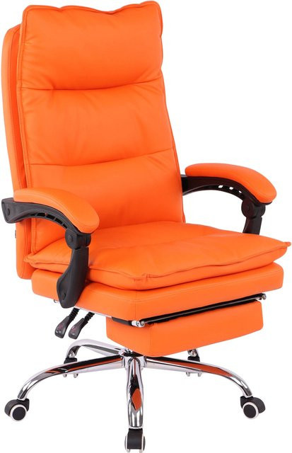 TPFLiving Bürostuhl Poncho Executive Chair aus Kunstleder in Orange mit Armlehnen und Rollen - Bild 1