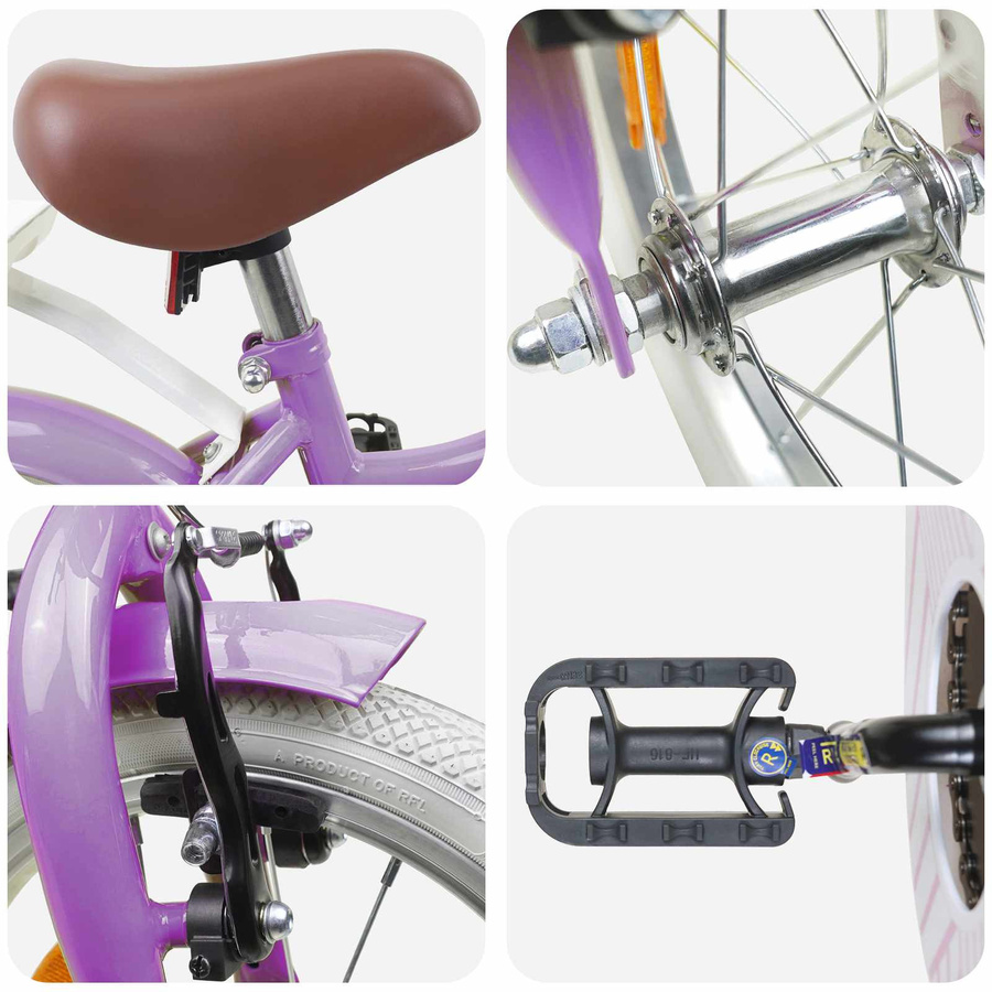 VD Home Furnishing Kinderfahrrad 16 Zoll Lila für Alter 4-6 - Bild 2