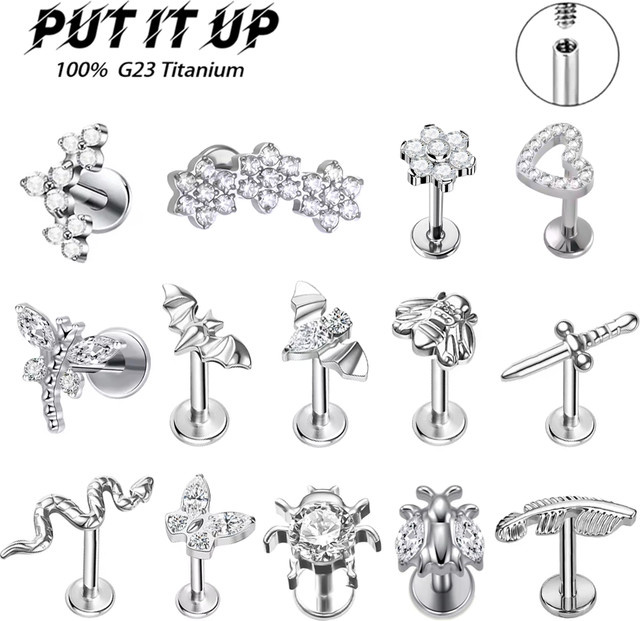 PUTITUP Ohrstecker-Set, Titan, Silber, Zirkonia - Bild 1