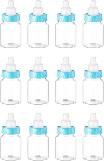 12er-Set Mini-Babyfläschchen aus Kunststoff in Transparent für Babyparty Gastgeschenke und Dekoration von Kitchen Goods-YULIN-002 - Bild 1