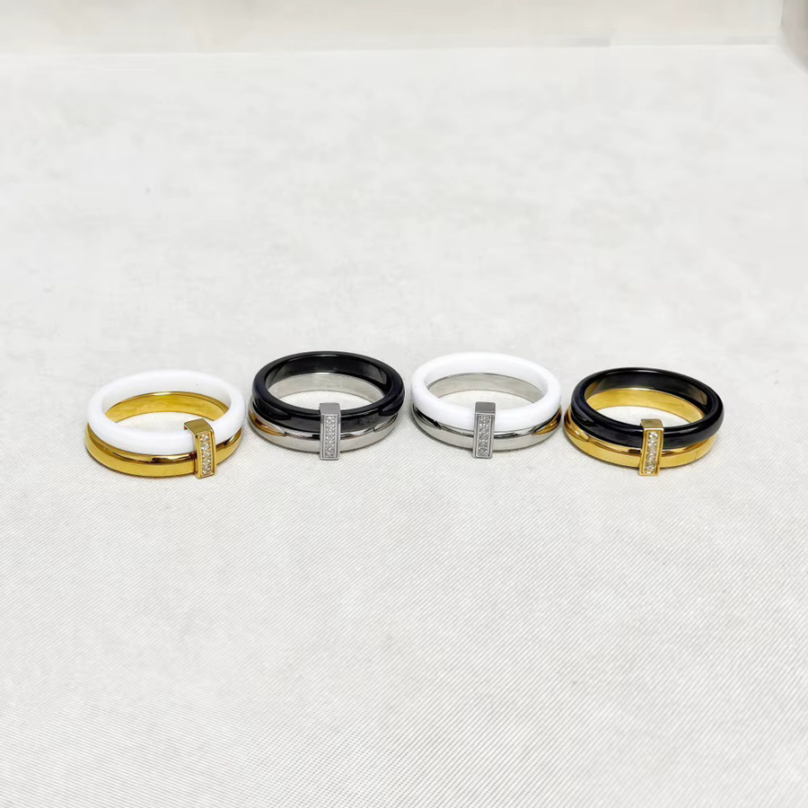 Ring Keramik, Weiß-Schwarz, Damen - Bild 1