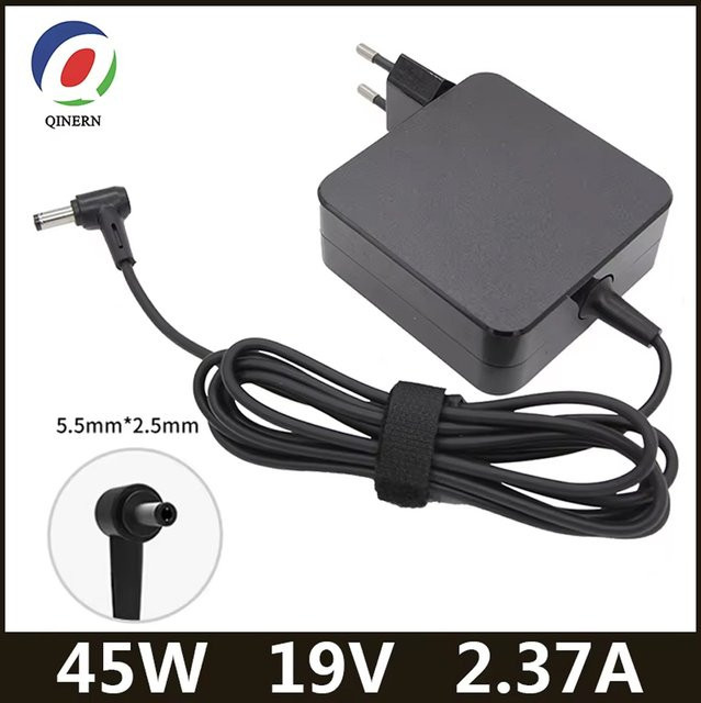 Asus Laptop-Netzteil Adapter 19V 2,5A 45W in Schwarz mit 2,37 x 5,5 mm Stecker für X401, X501, X502C, X550, X555L und weitere Modelle - Bild 1