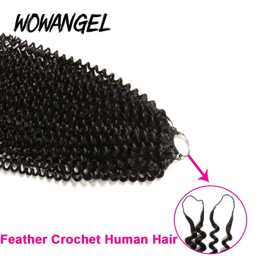 wowangel Afro Kinky Curly Feather Crochet Echthaarverlängerungen, Damen - Bild 5