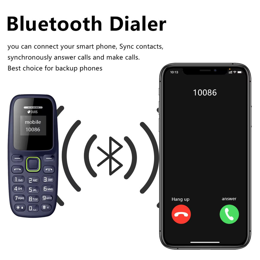 SERVO Mini-Handy mit Tasten in Weiß mit Bluetooth, Dual-SIM und Kamera als kompaktes Taschentelefon für Sport und unterwegs - Bild 4