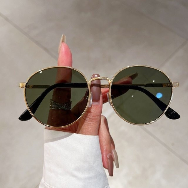 Sonnenbrille Rund, Metall, Gold, Unisex - Bild 1