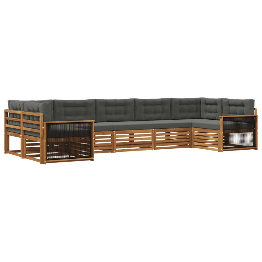vidaXL Outdoor-Sofagarnitur aus Akazienholz in L-Form mit Kissen, Farbe Natur und Anthrazit - Bild 2