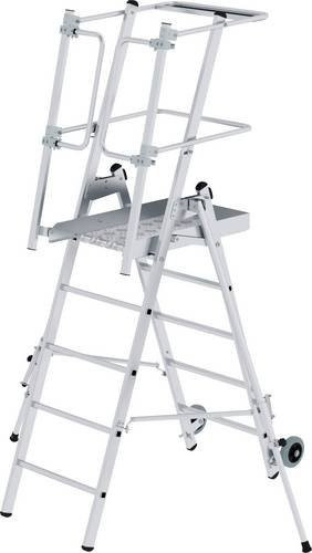 MUNK Günzburger Steigtechnik FlexxStep Aluminium Plattformleiter mit Werkzeugablage in Silber, Arbeitshöhe: 3,28 m - Bild 1