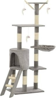 vidaXL Katzen-Kratzbaum mit Sisal-Säulen, Höhle und integriertem Spielzeug, Grau, Höhe: 138 cm - Bild 1
