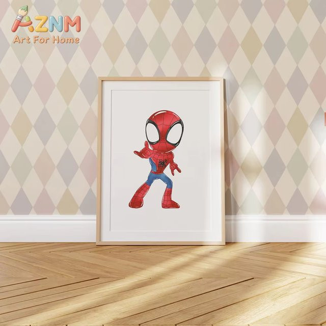 Marvel Spidey And Friends Poster mit Hulk und Iron Man als Leinwand-Wandbild für das Kinderzimmer in Mehrfarbig - Bild 1