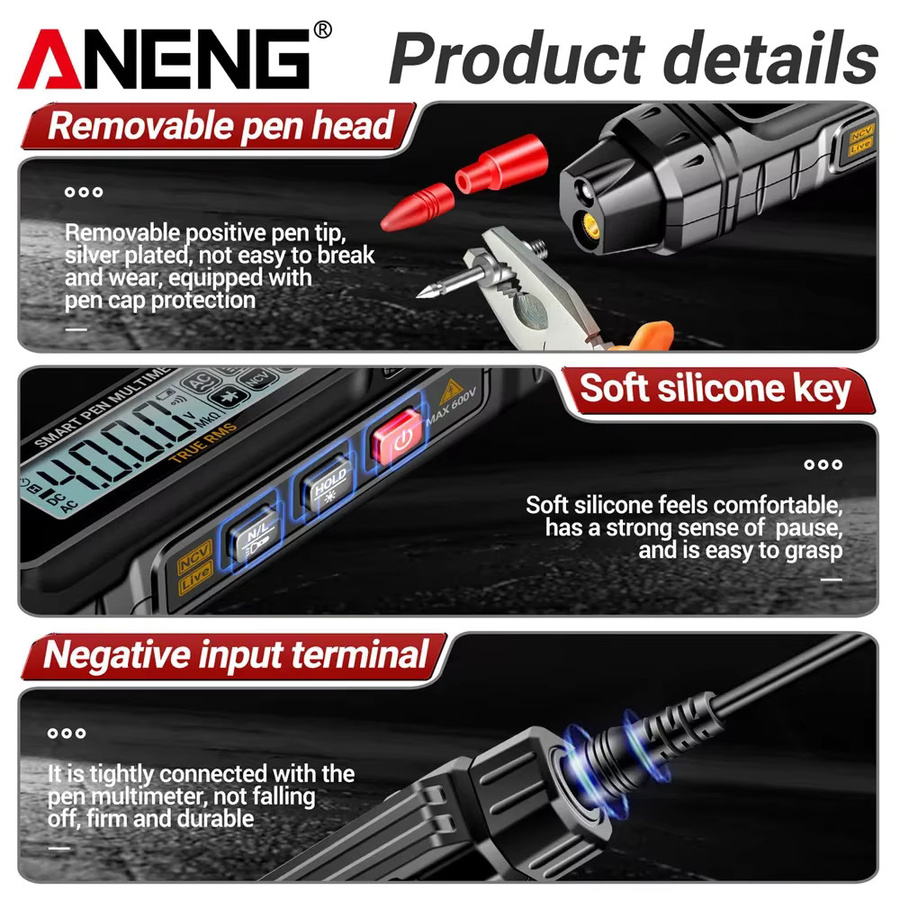 ANENG A3005 Digitales Multimeter in Stiftform mit berührungsloser AC/DC-Spannungsmessung, Ohm- und Diodentester - Bild 3