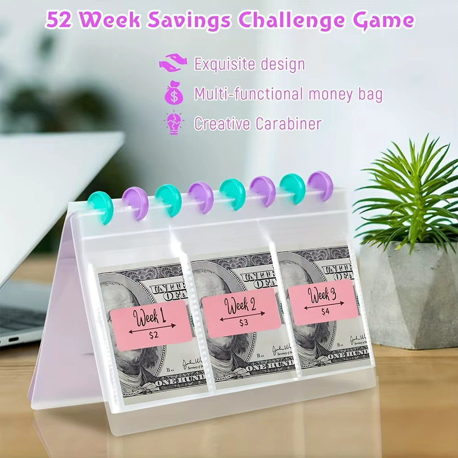 52 Wochen Geld Sparen Herausforderung Budget Binder Set mit Umschlägen in Grün - Bild 5