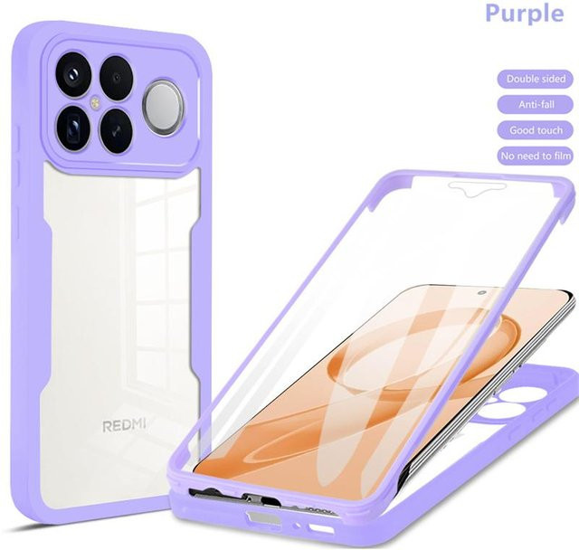 Stoßfeste Schutzhülle mit Displayschutz für Xiaomi Poco F8 Ultra und Poco F8 Pro in Transparent und Purple - Bild 1
