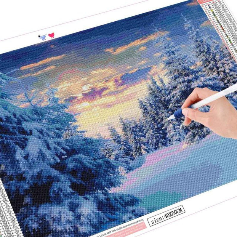 FIYO Diamond Painting Set Landschaft mit Schneelodge und Tieren, Mehrfarbig, B/H: 30 x 20 cm - Bild 1