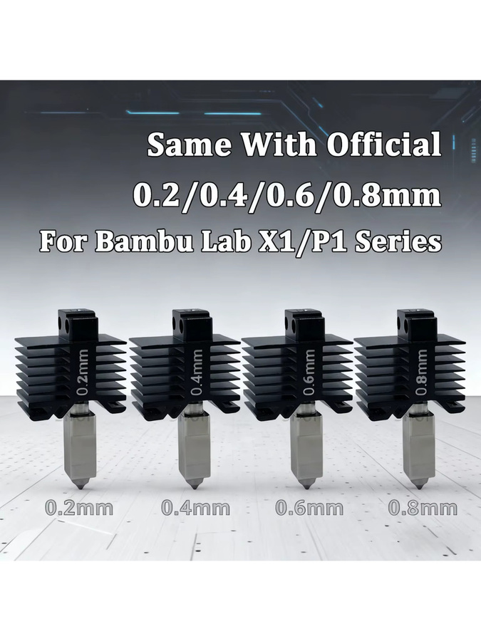 Bambu Lab All-in-One Hotend-Kit für P1P P1S X1C X1 mit gehärteten Stahldüsen in 0,4mm, 0,6mm und 0,8mm in Schwarz - Bild 4