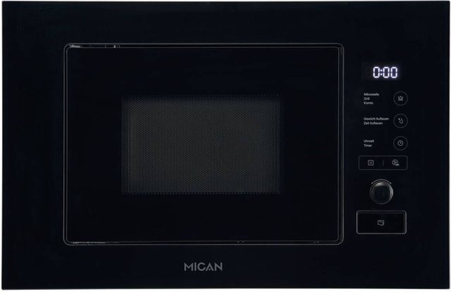 Mican Einbaumikrowelle MGM17SCBG in Schwarz und Edelstahl mit Grillfunktion, B/H/T: 59,5 x 38,2 x 32 cm - Bild 1
