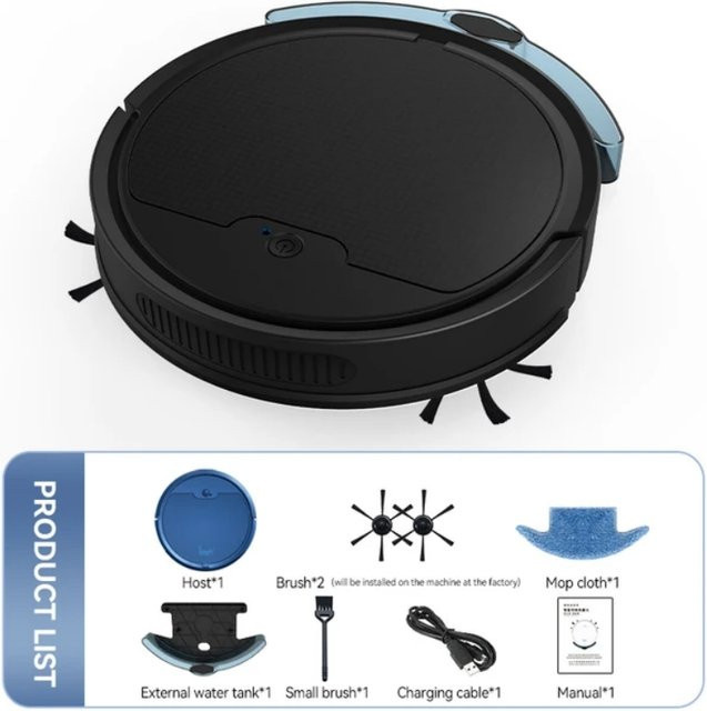 Donirt BowAI 3-in-1 intelligenter Kehrroboter in Schwarz – Kabellose Mini-Kehrmaschine zum Kehren und Staubsaugen für dein Zuhause - Bild 1