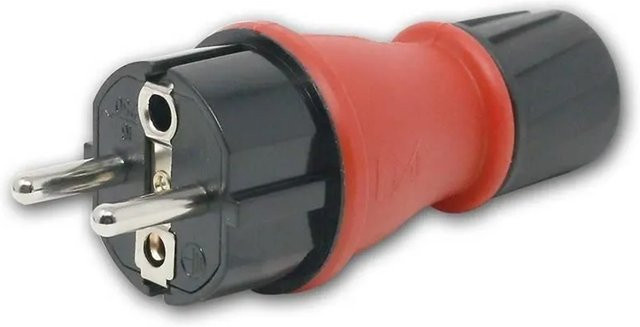 MaxTrack Schutzkontakt-Stecker IP54 in Schwarz und Rot mit 250V und 16A - Bild 1
