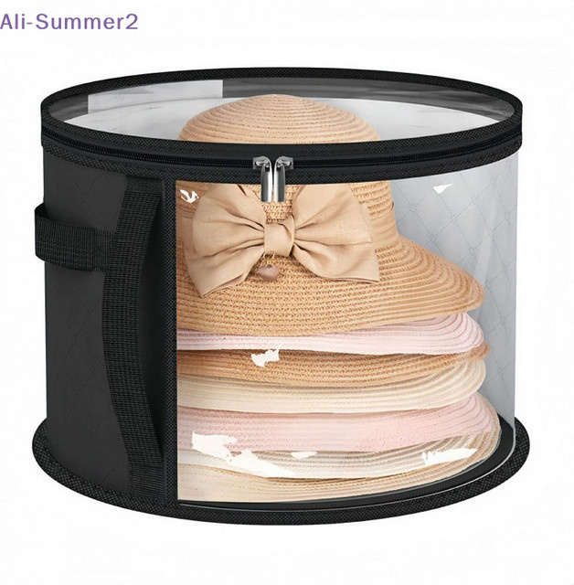 Summer2 Hut-Aufbewahrungsorganizer aus Stoff, schwarz, transparent und zusammenklappbar mit Reißverschluss, B/T/H: 42,0 x 26,0 x 2,0 cm - Bild 1