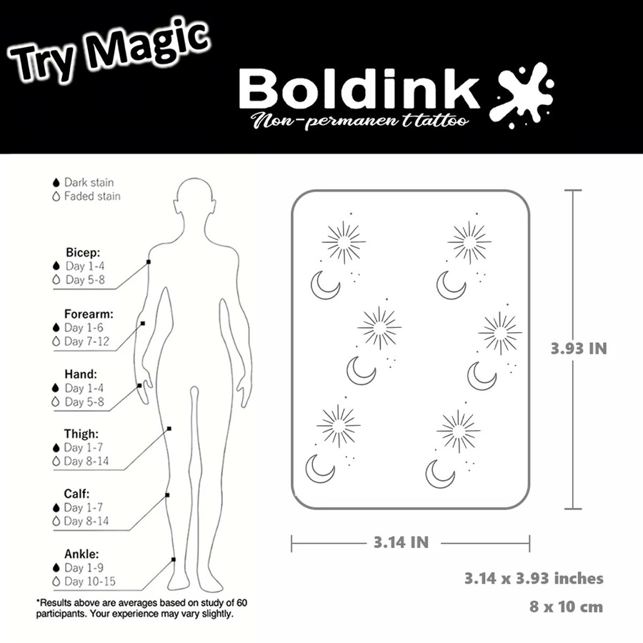 Boldink Sonne und Mond Totem Tattoo Aufkleber, Unisex - Bild 3