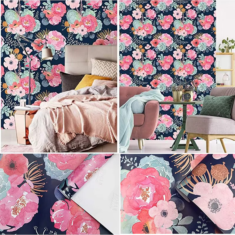 Selbstklebende Blumen Tapete von KALYNN aus wasserfestem Vinyl in Multicolour, B: 100 cm, H: 45 cm - Bild 5