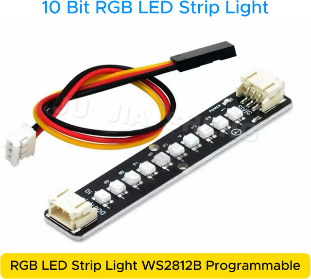 JUJIASHENG WS2812B 10-Bit RGB LED-Streifen, programmierbarer 5V SMD Farbwechsel LED-Streifen, kompatibel mit Arduino und ESP32, Multicolor - Bild 1
