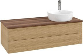 V&B Waschtischunterschrank Antao mit Frontstruktur in Walnuss und Eiche Honig, B/T/H: 120 x 50 x 50 cm - Bild 1