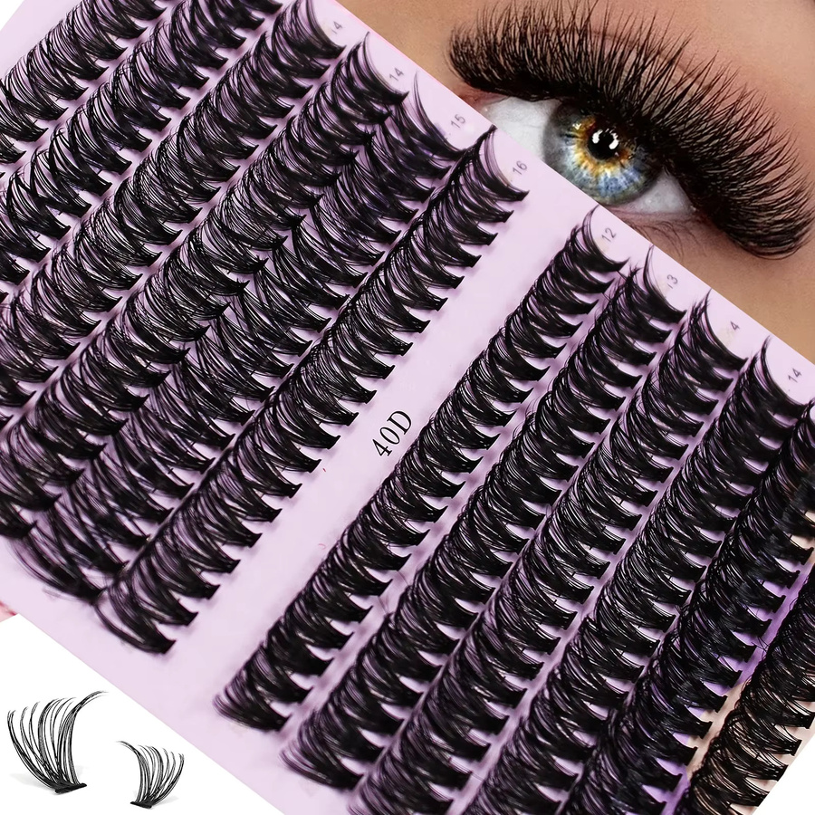 JIEFUXIN Mix Cluster Wimpern, 12-16mm, 3D Russische Streifen-Wimpernverlängerungen, Natürlich - Bild 5