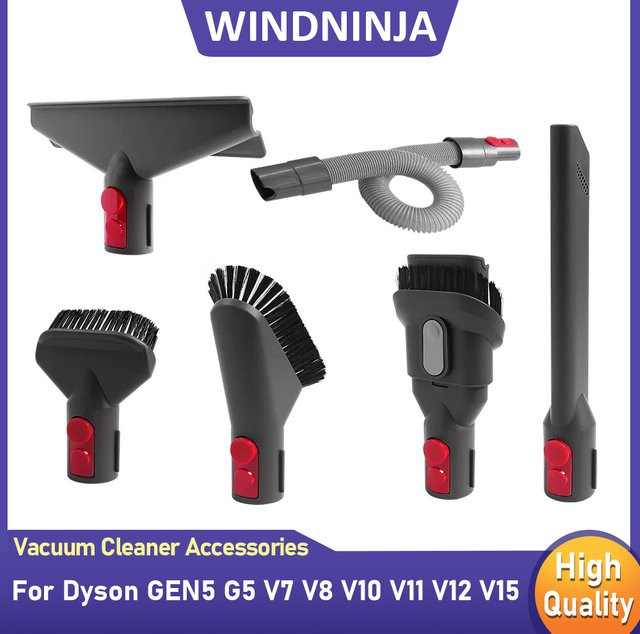 Ersatzbürsten-Set für Dyson Staubsauger V7 V8 V10 V11 V12 V15 in Grau mit langer Düse und Borstenbürste - Bild 1
