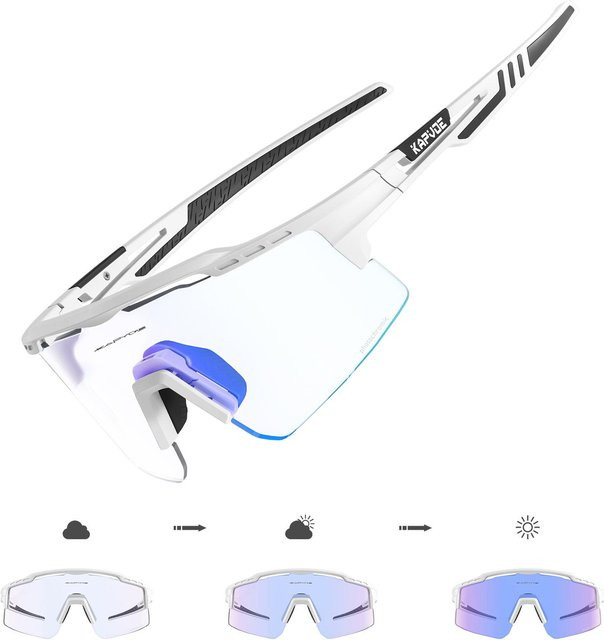 Kapvoe Radsportbrille, Herren, Unisex, Vollrand, Schwarz, Weiß - Bild 1