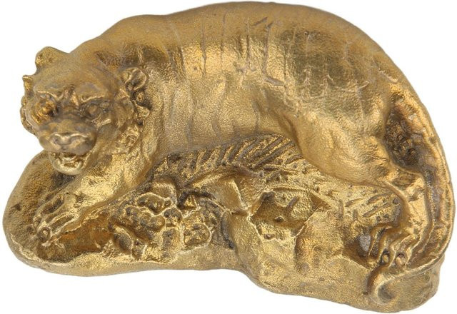 GoolRC Messing Tigerstatue als elegante Mini-Tigerfigur in Braun und Gold für dein Zuhause oder Büro - Bild 1