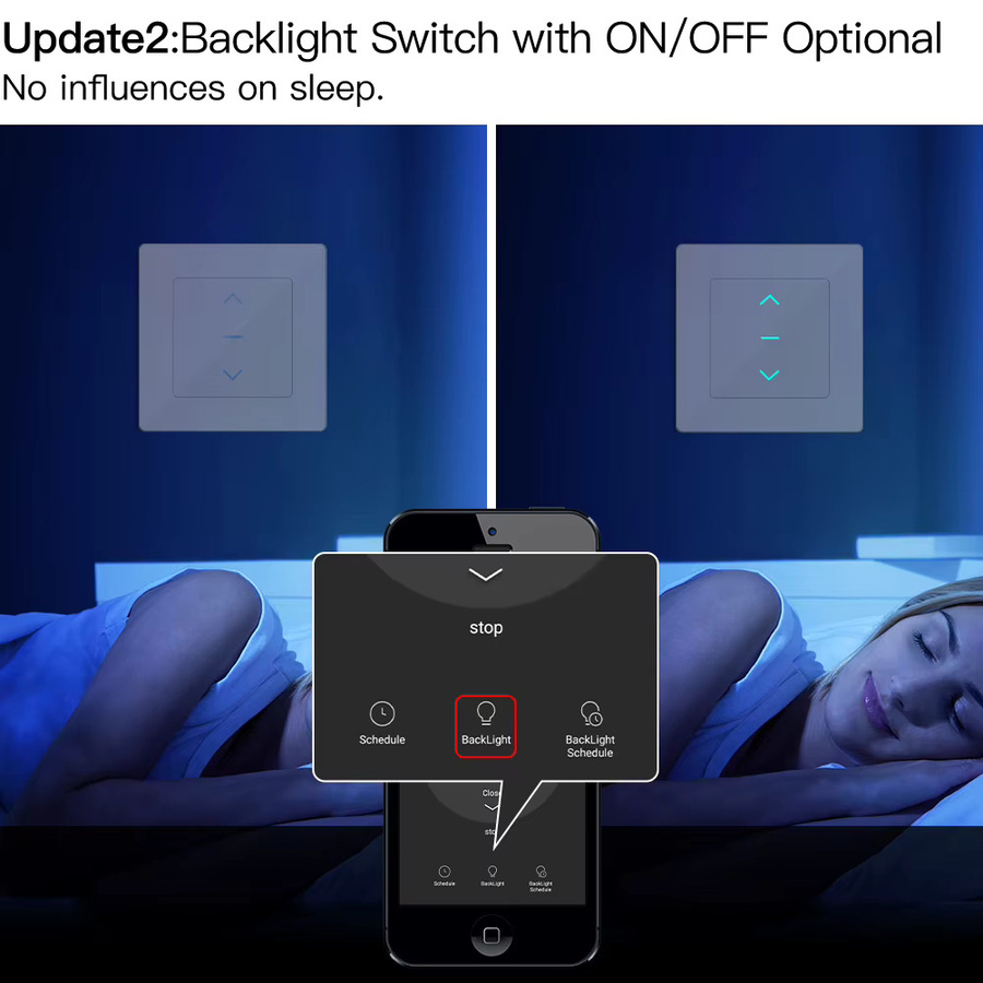 MOES WiFi Smart Vorhangschalter mit Touch-Design für motorisierte Vorhänge und Rollos, Schwarz, kompatibel mit Tuya Smart Life App, Alexa und Google - Bild 3